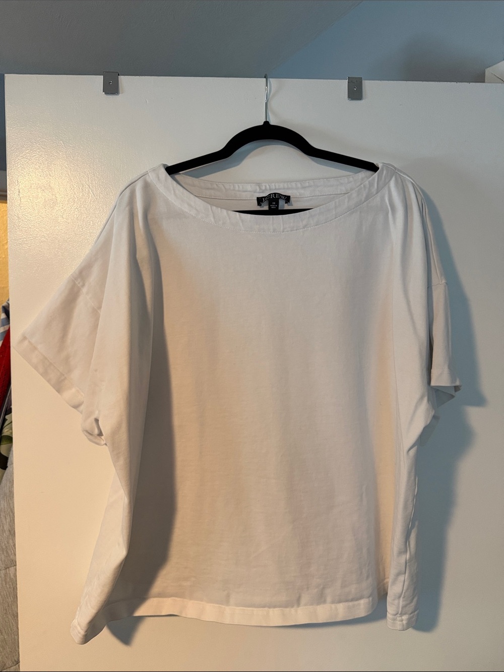 J. Crew White Relaxed Boatneck Short Sleeve Tee